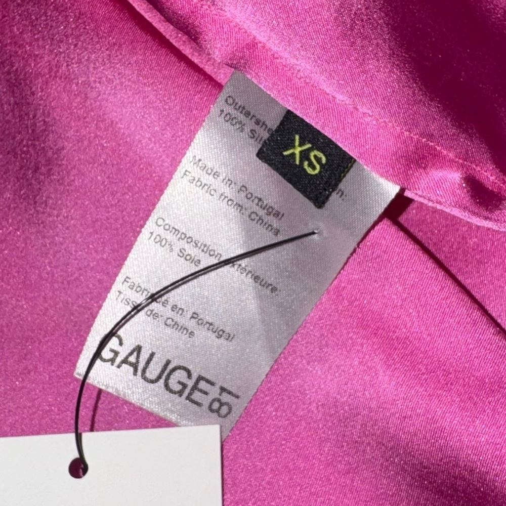 Gauge81 Sabinas 100% Silk Top Shirt Blouse Soft Pink Barbie Fuschia Rare XS Wrap - Picture 7 of 7